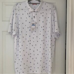 Grand Slam White Polo with Blue Palm Tree Print/flamingoes golf new with tags
